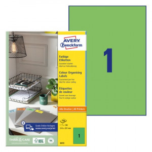 ETIKETE 210x297 AVERY ZWECKFORM 3472 ZELENE 100/1