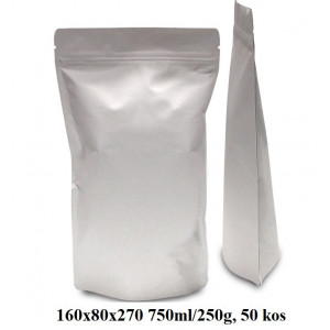 VREČKE ZA ČAJE IN ZELIŠČA Z ZIP ZAPIRANJEM 160x80x270 750ml/250g BELE 1/50