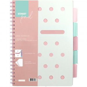 BLOK ŠPIRALNI Z REGISTROM A4 ČRTNI PP PLATNICE STREET PAD PASTEL PINK