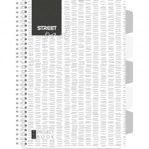 BLOK ŠPIRALNI Z REGISTROM A4 MALI KARO PP PLATNICE STREET PAD WHITE