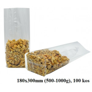 PAKIRNE VREČKE KRIŽNO DNO OPP-CELOFAN 180x300mm (500-1000g) KRD-180 100 kos