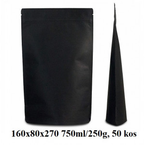 VREČKE ZA ČAJE IN ZELIŠČA Z ZIP ZAPIRANJEM 160x80x270 750ml/250g ČRNE 1/50
