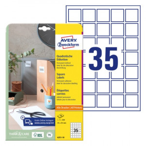 ETIKETE 35x35mm AVERY ZWECKFORM 6251-10 