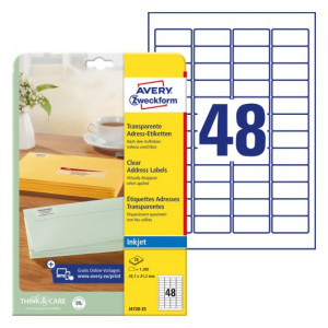 ETIKETE POLIESTER 45,7x21,2 AVERY ZWECKFORM J4720-25 MAT PROZORNA