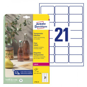 ETIKETE POLIESTER 63,5x38,1 AVERY ZWECKFORM L7782-25 SIJAJ PROZORNA