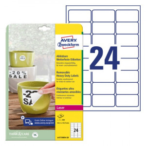 ETIKETE POLIESTER ODLEPLJIVE 63,5x33,9 AVERY ZWECKFORM L4773REV-20 MAT BELA