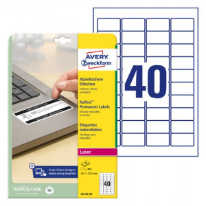 ETIKETE POLIESTER VAROVALNE NOPEEL 45,7x25,4mm AVERY ZWECKFORM L6145-20