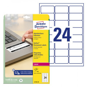 ETIKETE POLIESTER VAROVALNE NOPEEL 63,5x33,9mm AVERY ZWECKFORM L6146-20
