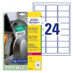 ETIKETE POLIETILEN 63,5x33,9mm AVERY ZWECKFORM L7912-10 MAT BELA