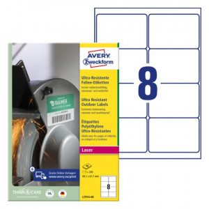 ETIKETE POLIETILEN 99,1x67,7mm AVERY ZWECKFORM L7914-40 MAT BELA