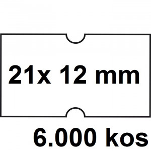 ETIKETE ZA NUMERATOR ENOREDNE 21x12 ODSTRANLJIVE BELE 6000/1