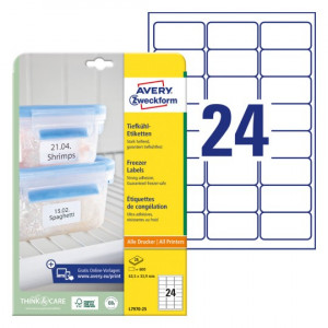 ETIKETE ZA ZMRZOVALNIKE 63,5x33,9mm AVERY ZWECKFORM L7970-25