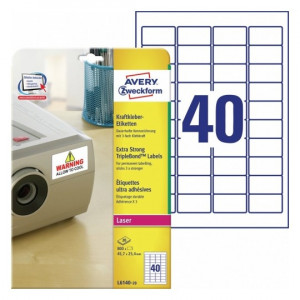 ETIKETE ZWECKFORM POLIESTERSKE BELE TRIPLEBOND 45,7x25,4 L6140-20 20/1