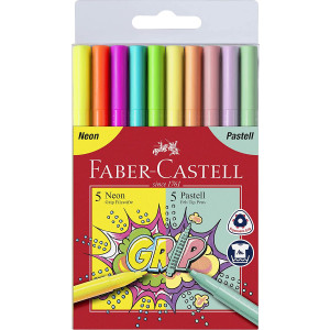 FLOMASTRI FABER CASTELL COLOUR GRIP NEON+PASTEL  1/10
