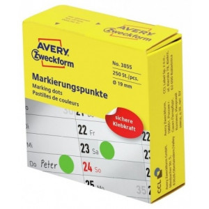 OKROGLE MARKIRNE NALEPKE 19mm ZELENE ZWECKFORM 3855 250 kos