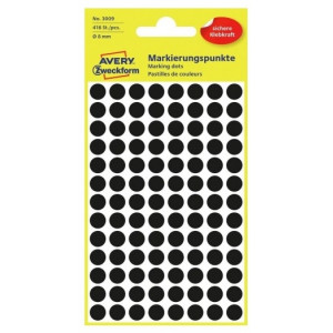 OKROGLE MARKIRNE NALEPKE 8mm ČRNE ZWECKFORM 3009 416 kos