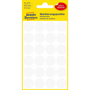 OKROGLE MARKIRNE NALEPKE 18mm BELE ZWECKFORM 3170 96 kos