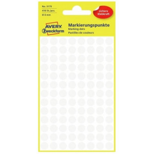 OKROGLE MARKIRNE NALEPKE 8mm BELE ZWECKFORM 3175 416 kos