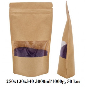 VREČKE ZA ČAJE IN ZELIŠČA Z ZIP ZAPIRANJEM IN OKENCEM 250x130x340 3000ml/1000g 1/50