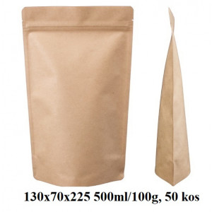 VREČKE ZA ČAJE IN ZELIŠČA Z ZIP ZAPIRANJEM 130x70x225 500ml/100g 1/50