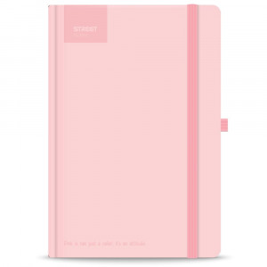 NOTES BLOK Z ELASTIKO A5 ČRTNI STREET NOTES PASTEL PINK