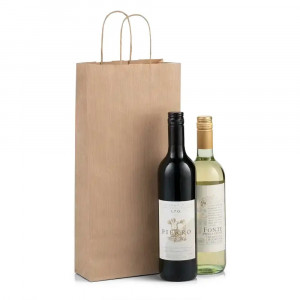 PAPIRNATE NOSILNE VREČKE ZA VINO DVE STEKLENICI EKO NATRON 180x80x390 NATUR