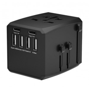 POTOVALNI USB POLNILEC 2xUSB-C 4xUSB-A MICROCONNECT World Travel Adapter