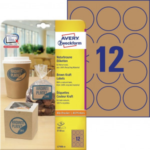 ETIKETE ZWECKFORM OKROGLE RJAVE 60mm L7106-25 25/1