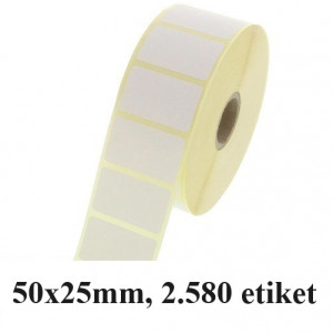 ETIKETE TERMO NORMAL V ROLI 50x25mm 25mm/125mm 2580/1