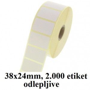 TERMO ETIKETE V ROLI ODLEPLJIVE 38x24mm 2000/1