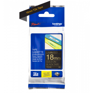 TRAK ZA NALEPKE BROTHER P-TOUCH LAMINIRAN ČRN-ZLAT 18mm TZe-344