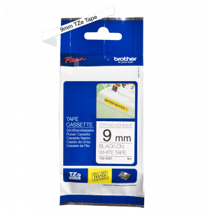 TRAK ZA NALEPKE BROTHER P-TOUCH LAMINIRAN STRONG ADH. BEL-ČRN 9mm TZe-S221