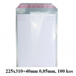 VREČKE SAMOLEPILNO ZAPIRANJE 225x310+40mm 0,05mm LDPE 100/1