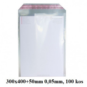 VREČKE SAMOLEPILNO ZAPIRANJE 300x400+50mm 0,05mm LDPE 100/1