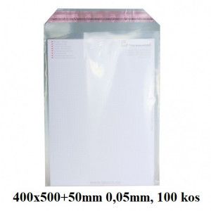 VREČKE SAMOLEPILNO ZAPIRANJE 400x500+50mm 0,05mm LDPE 100/1