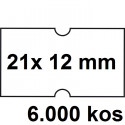 ETIKETE ZA NUMERATOR ENOREDNE 21x12 PERMANENTNE BELE 6000/1