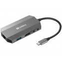 USB HUB RAZDELILEC 6v1 SANDBERG USB-C 6in1 Travel Dock 136-33