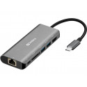 USB HUB RAZDELILEC 6v1 SANDBERG USB-C DOCK HDMI+LAN+SD+USB100W 136-18