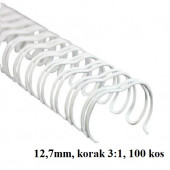 ŽIČNE KOVINSKE ŠPIRALE ZA VEZAVO 3:1 12,7mm 100/1 BELE