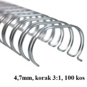 ŽIČNE KOVINSKE ŠPIRALE ZA VEZAVO 4,7mm SREBRNE 100/1