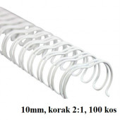ŽIČNE KOVINSKE ŠPIRALE ZA VEZAVO 2:1 10mm GBC BELE 100/1