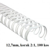 ŽIČNE KOVINSKE ŠPIRALE ZA VEZAVO 2:1 12,7mm GBC BELE 100/1