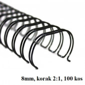 ŽIČNE KOVINSKE ŠPIRALE ZA VEZAVO 2:1 8mm GBC ČRNE 100/1