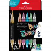 AKRILNI MARKER DVOJNA KONICA FABER CASTELL ACRLY METALIC SET 6/1