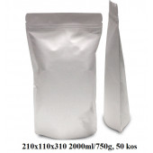 VREČKE ZA ČAJE IN ZELIŠČA Z ZIP ZAPIRANJEM 210x110x310 2000ml/750g BELE 1/50