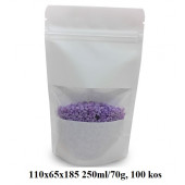 VREČKE ZA ČAJE IN ZELIŠČA Z ZIP ZAPIRANJEM IN OKENCEM 110x65x185 250ml/70g BELE 1/100