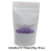 VREČKE ZA ČAJE IN ZELIŠČA Z ZIP ZAPIRANJEM IN OKENCEM 160x80x270 750ml/250g BELE 1/50