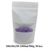 VREČKE ZA ČAJE IN ZELIŠČA Z ZIP ZAPIRANJEM IN OKENCEM 180x90x290 1000ml/500g BELE 1/50