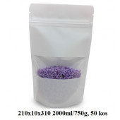 VREČKE ZA ČAJE IN ZELIŠČA Z ZIP ZAPIRANJEM IN OKENCEM 210x110x310 2000ml/750g BELE 1/50