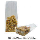 PAKIRNE VREČKE RAVNO DNO OPP-CELOFAN 100+60x370mm (500g) PP-RD5 100 kos